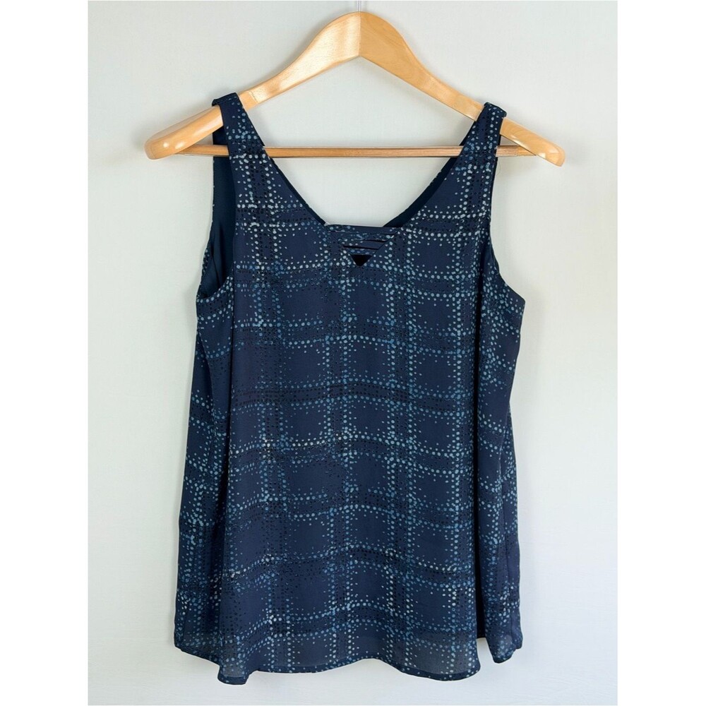 Maurices Navy Blue Dot Grid Sleeveless Blouse Small